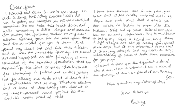 Letter from Britney Jean