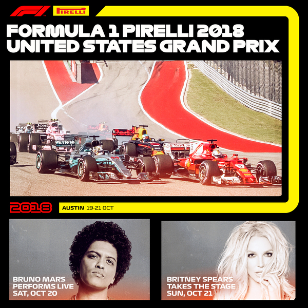 BRITNEY TO HEADLINE FORMULA 1 PIRELLI 2018 UNITED STATES GRAND PRIX