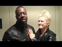 Cyndi and Wyclef Backstage at the Late Show