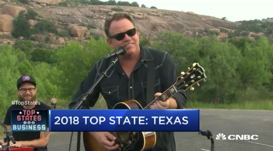 Pat Green Joins CNBC to Announce Texas as America's Top State for Business 2018